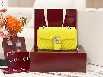 Colestore  Gucci GG Marmont Small Shoulder Bag in Yellow Leather 22 × 12.5 × 6 cm