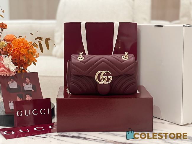 Colestore  Gucci GG Marmont Small Shoulder Bag in Rosso Ancora Red Leather 22 × 12.5 × 6 cm - 1