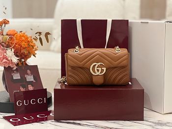 Colestore  Gucci GG Marmont Small Shoulder Bag in Brown Leather 22 × 12.5 × 6 cm