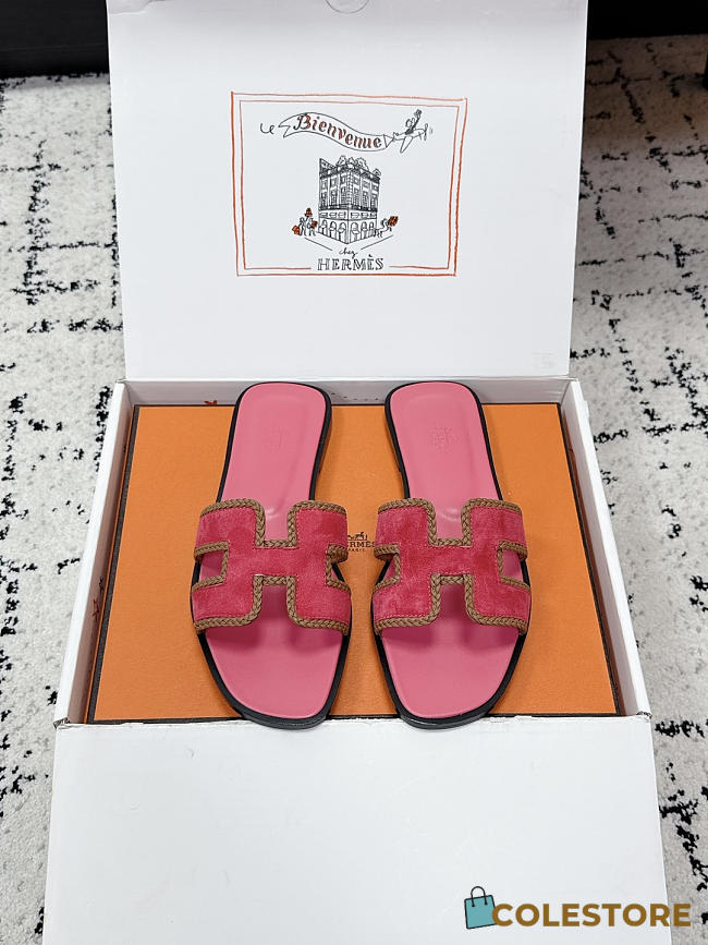 Colestore Hermes Oran Sandal Rose Porcelaine / Naturel - 1
