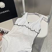Colestore Chanel CC Logo Textured One‑Piece Swimsuit White - 4