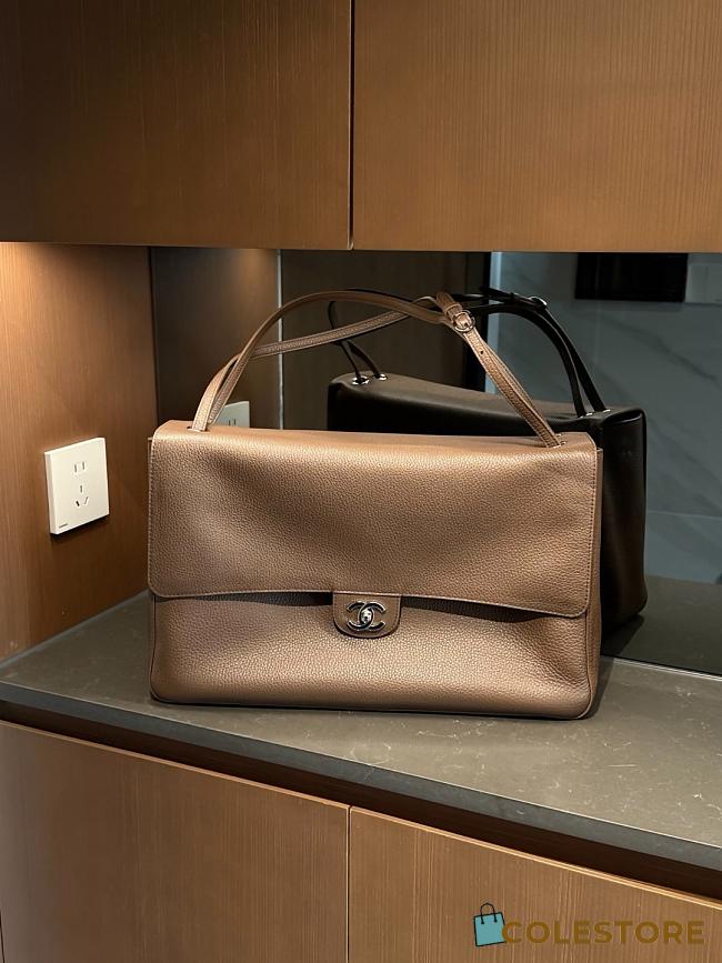 Colestore Chanel MAXI FLAPBAG   Grained Calfskin & Silver Metal  Light Brown  26 x 38.5 x 11cm - 1
