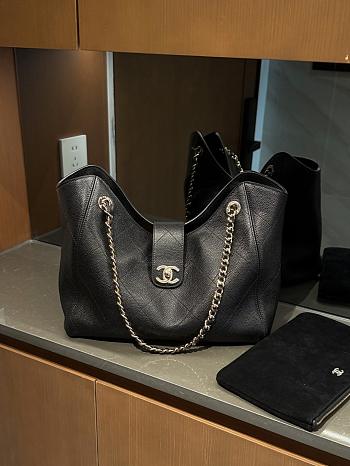 Colestore Chanel SHOPPING BAG Grained Calfskin & Gold-Tone Metal  Black 25x32x12cm