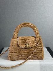 Colestore Chanel Mini Shopping Bag Braided Raffia & Gold-Tone Metal  Dark Beige  13 x 19 x 7cm - 1