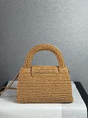 Colestore Chanel Mini Shopping Bag Braided Raffia & Gold-Tone Metal  Dark Beige  13 x 19 x 7cm - 5