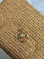 Colestore Chanel Mini Shopping Bag Braided Raffia & Gold-Tone Metal  Dark Beige  13 x 19 x 7cm - 3