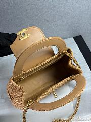 Colestore Chanel Mini Shopping Bag Braided Raffia & Gold-Tone Metal  Dark Beige  13 x 19 x 7cm - 2