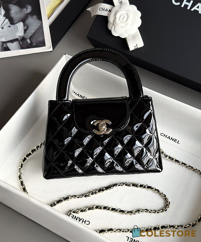 Colestore Chanel Mini Shopping Bag   High-Shine Calfskin & Gold Metal  Black 13 x 19 x 7cm - 1