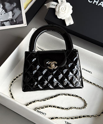 Colestore Chanel Mini Shopping Bag   High-Shine Calfskin & Gold Metal  Black 13 x 19 x 7cm