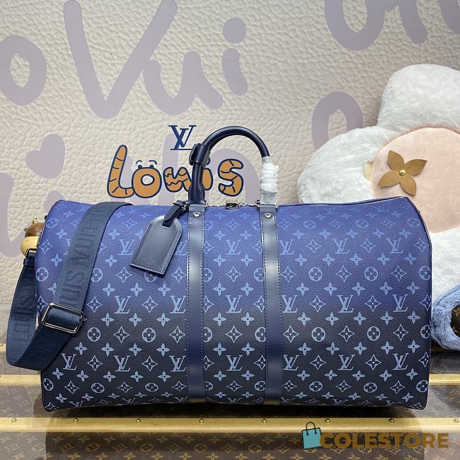 Colestore Louis Vuitton Keepall Bandoulière 50 Damier Azur Blue 50x29x23cm - 1
