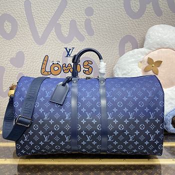 Colestore Louis Vuitton Keepall Bandoulière 50 Damier Azur Blue 50x29x23cm