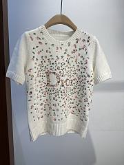 Colestore  Dior Short-Sleeved Embroidered Sweater Multicolor Daisy Garden Cashmere Knit - 6