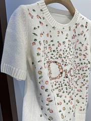 Colestore  Dior Short-Sleeved Embroidered Sweater Multicolor Daisy Garden Cashmere Knit - 5