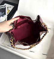 Colestore Chanel 25 Small Handbag   Glossy calfskin with wrinkled effect & gold-plated metal  Burgundy  30 x 26 x 14cm - 6