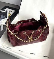 Colestore Chanel 25 Small Handbag   Glossy calfskin with wrinkled effect & gold-plated metal  Burgundy  30 x 26 x 14cm - 5
