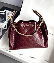 Colestore Chanel 25 Small Handbag   Glossy calfskin with wrinkled effect & gold-plated metal  Burgundy  30 x 26 x 14cm - 3