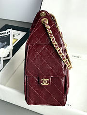 Colestore Chanel 25 Small Handbag   Glossy calfskin with wrinkled effect & gold-plated metal  Burgundy  30 x 26 x 14cm - 2