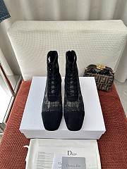 Colestore  Dior Naughtily-D Heeled Ankle Boot Transparent Mesh with  Black Dior Roses Embroidery and Suede Goatskin - 1