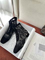 Colestore  Dior Naughtily-D Heeled Ankle Boot Transparent Mesh with  Black Dior Roses Embroidery and Suede Goatskin - 6