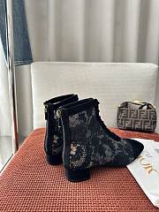 Colestore  Dior Naughtily-D Heeled Ankle Boot Transparent Mesh with  Black Dior Roses Embroidery and Suede Goatskin - 5