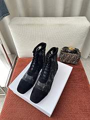 Colestore  Dior Naughtily-D Heeled Ankle Boot Transparent Mesh with  Black Dior Roses Embroidery and Suede Goatskin - 2