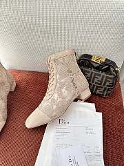 Colestore Dior Naughtily-D Heeled Ankle Boot Transparent Mesh with Beige Dior Roses Embroidery and Suede Goatskin - 6