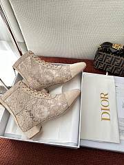 Colestore Dior Naughtily-D Heeled Ankle Boot Transparent Mesh with Beige Dior Roses Embroidery and Suede Goatskin - 5