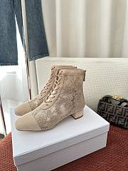 Colestore Dior Naughtily-D Heeled Ankle Boot Transparent Mesh with Beige Dior Roses Embroidery and Suede Goatskin - 4