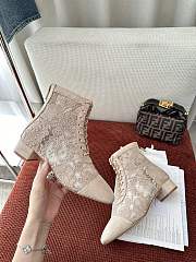Colestore Dior Naughtily-D Heeled Ankle Boot Transparent Mesh with Beige Dior Roses Embroidery and Suede Goatskin - 3
