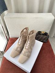 Colestore Dior Naughtily-D Heeled Ankle Boot Transparent Mesh with Beige Dior Roses Embroidery and Suede Goatskin - 2