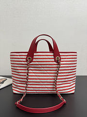 Colestore Chanel Deauville Tote Bag In Red 46x25x13cm - 3