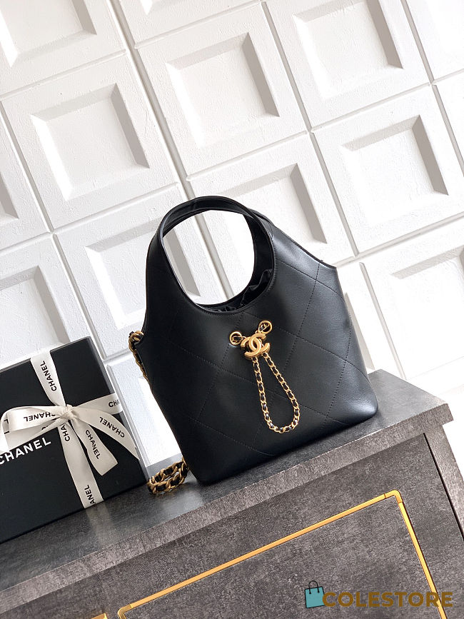 Colestore Chanel Small shopping bag   Calfskin and Gold-Plated Metal  Black  27.5 x 21 x 10cm - 1