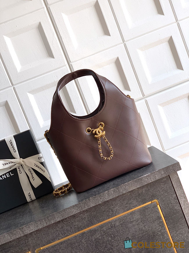 Colestore Chanel Small shopping bag   Calfskin and Gold-Plated Metal  Dark Brown  27.5 x 21 x 10cm - 1