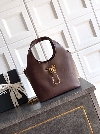 Colestore Chanel Small shopping bag   Calfskin and Gold-Plated Metal  Dark Brown  27.5 x 21 x 10cm