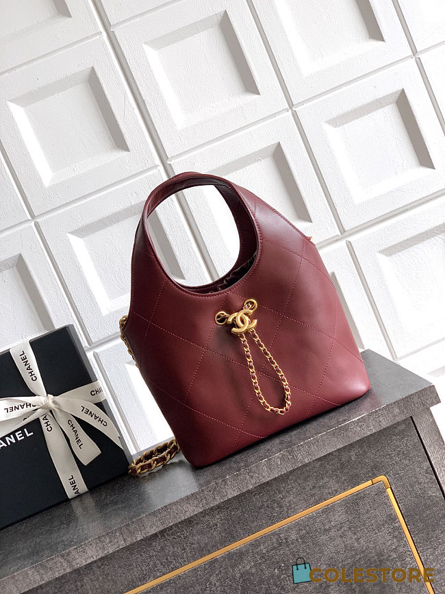Colestore Chanel Small shopping bag   Calfskin and Gold-Plated Metal  Burgundy 27.5 x 21 x 10cm - 1