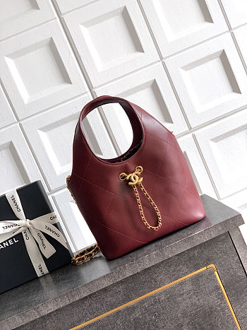 Colestore Chanel Small shopping bag   Calfskin and Gold-Plated Metal  Burgundy 27.5 x 21 x 10cm
