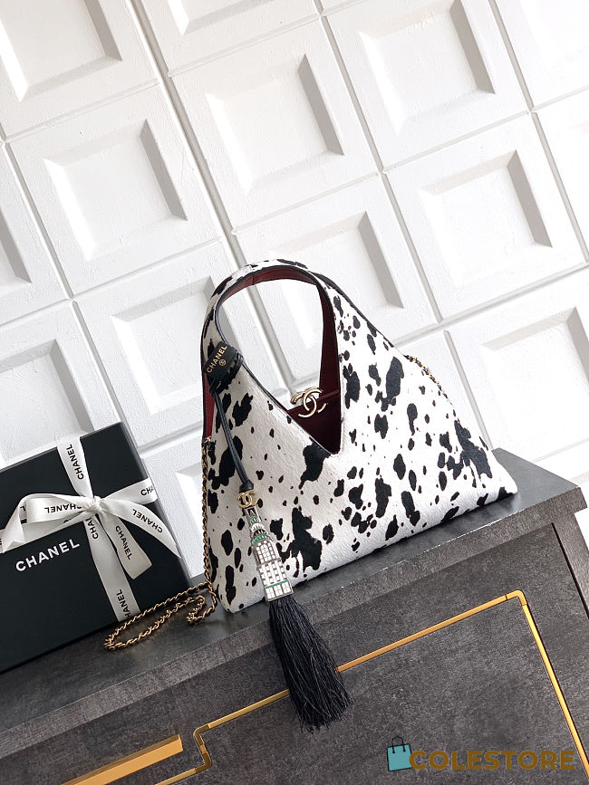 Colestore Chanel Cow Print CC Tote Bag 32×32×11cm - 1