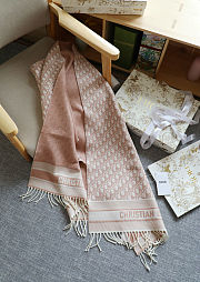 Colestore Dior Oblique Scarf Rose des Vents Pink Cashmere Blend and Metallic Thread - 6