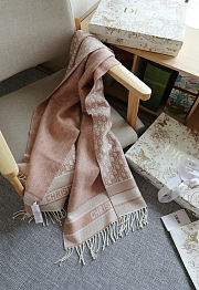Colestore Dior Oblique Scarf Rose des Vents Pink Cashmere Blend and Metallic Thread - 3
