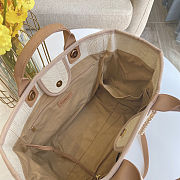 Colestore Chanel Mixed Fibers Striped Medium Deauville Tote Beige 38x29x20cm - 5