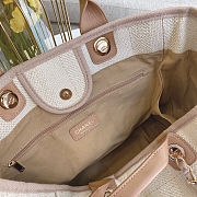 Colestore Chanel Mixed Fibers Striped Medium Deauville Tote Beige 38x29x20cm - 3