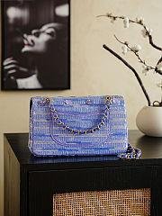 Colestore Chanel Classic Flap Bag  Sequined Tweed and  Gold-Plated Metal Blue, Purple 25.5x15.5x6.5cm - 6