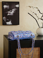 Colestore Chanel Classic Flap Bag  Sequined Tweed and  Gold-Plated Metal Blue, Purple 25.5x15.5x6.5cm - 2