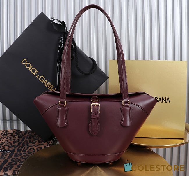 Colestore  Dolce & Gabbana Capri coffa bag in calfskin in Burgundy 18x15x13cm - 1