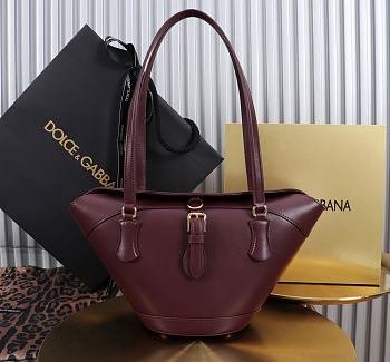 Colestore  Dolce & Gabbana Capri coffa bag in calfskin in Burgundy 18x15x13cm