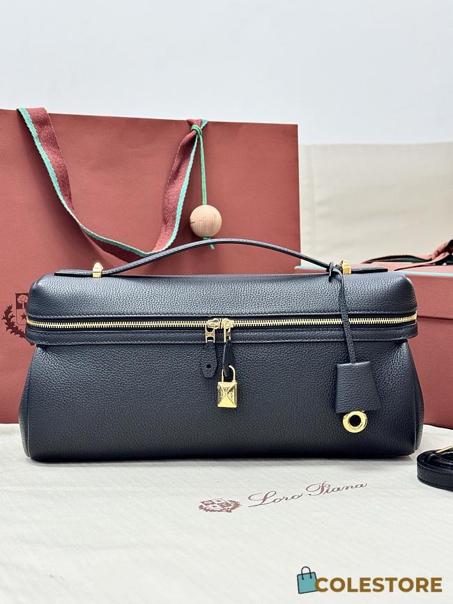 Colestore  Loro Piana Extra Softy Bag L33 Calfskin Black/Sun Gold 33 x 14 x 9cm - 1
