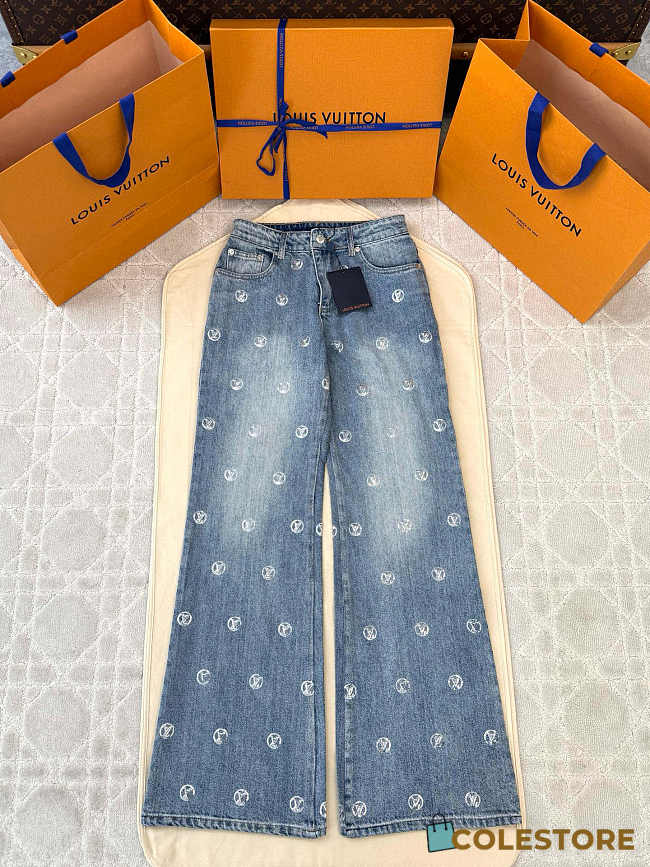 Colestore  Louis Vuitton LV Ski Signature Sequin Boot-Cut Jeans - 1