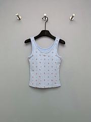 Colestore  Prada Sky Blue Bouquet Print Ribbed Knit Tank Top - 1
