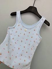 Colestore  Prada Sky Blue Bouquet Print Ribbed Knit Tank Top - 6