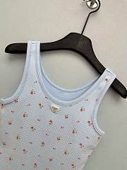Colestore  Prada Sky Blue Bouquet Print Ribbed Knit Tank Top - 3